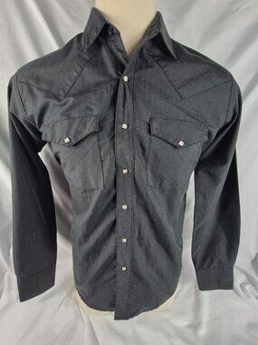Napole Men's Vintage Western Pearl Snap Black Long Sleeve Shirt Sz Large